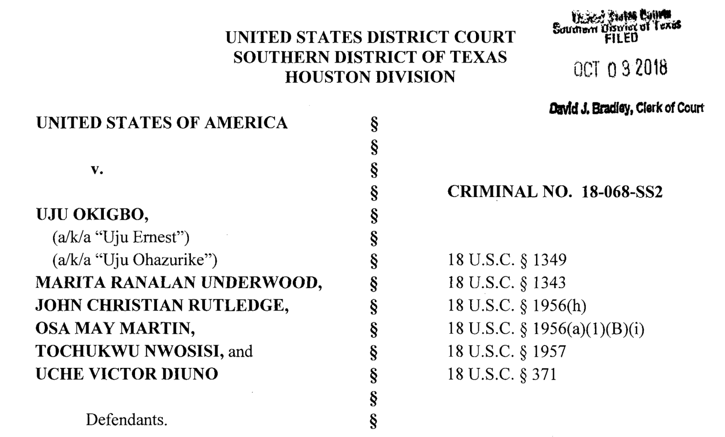 Second Superseding Indictment as to OKIGBO - another Nigerian Scammer