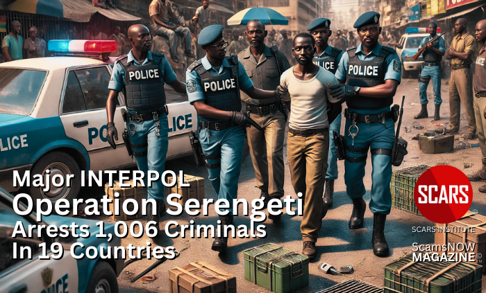 BREAKING NEWS: Major INTERPOL Operation Serengeti Arrests 1,006 Criminals In 19 Countries - 2024 - on SCARS Institute ScamsNOW.com - The Magazine of Scams