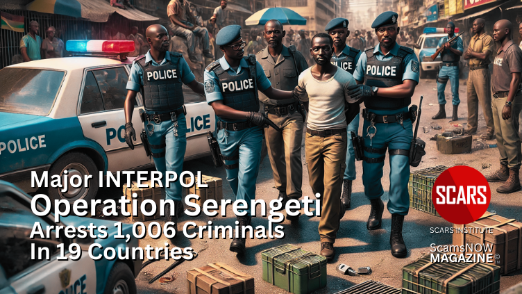 BREAKING NEWS: Major INTERPOL Operation Serengeti Arrests 1,006 Criminals In 19 Countries - 2024 - on SCARS Institute ScamsNOW.com - The Magazine of Scams