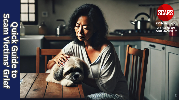 Quick Guide to Scam Victims' Grief - UPDATED 2025 - on SCARS Institute ScamsNOW.com - The Magazine of Scams, Scam Victims, and Scam Psychology