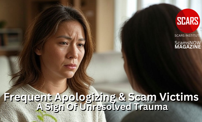 Frequent Apologizing and Scam Victims - A Sign of Unresolved Trauma - 2024 - on SCARS Institute ScamsNOW.com - The Magazine of Scams