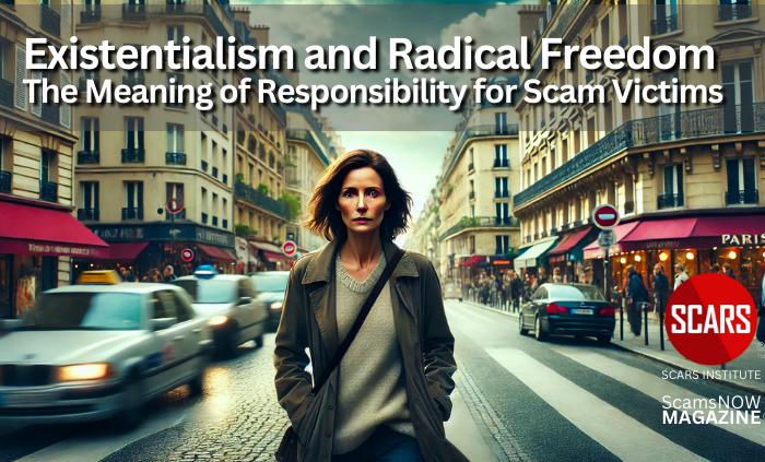 Existentialism and Radical Freedom - the Meaning of Responsibility for Scam Victims - 2025 - on SCARS Institute ScamsNOW.com - The Magazine of Scams