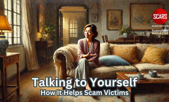 Talking to Yourself and How It Helps Scam Victims - 2025 - on SCARS Institute ScamsNOW.com - The Magazine of Scams