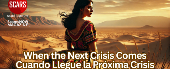 When the Next Crisis Comes - a Commentary by Vianey Gonzalez // Cuando Llegue la Próxima Crisis - un Comentario de Vianey Gonzalez- 2025 - on SCARS Institute ScamsNOW.com - The Magazine of Scams