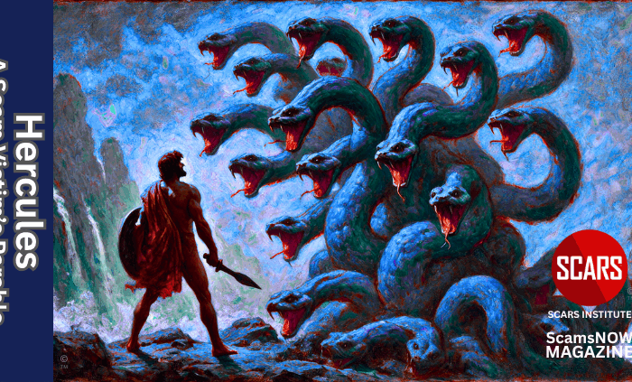 The Trials of Hercules - A Mythological Parable for Scam Victims - 2025 - on SCARS Institute ScamsNOW.com - The Magazine of Scams, Scam Victims, and Scam Psychology