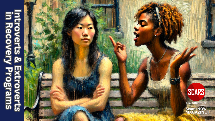 Introverts Differ from Extroverts in Recovery Programs - 2025 - on SCARS Institute ScamsNOW.com - The Magazine of Scams, Scam Victims, and Scam Psychology