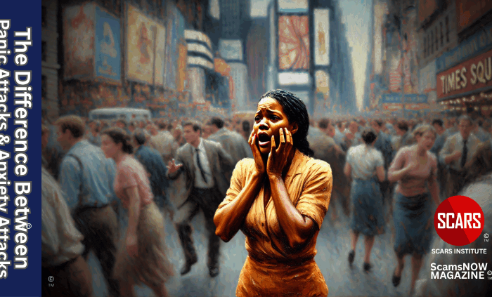 The Difference Between Panic Attacks and Anxiety Attacks for Scam Victims - 2025 - on SCARS Institute ScamsNOW.com - The Magazine of Scams, Scam Victims, and Scam Psychology