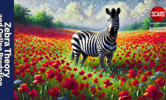 Zebra Theory and Online Predation - 2025 - on SCARS Institute ScamsNOW.com - The Magazine of Scams, Scam Victims, and Scam Psychology