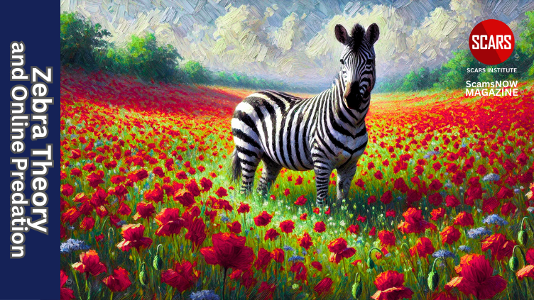Zebra Theory and Online Predation - 2025 - on SCARS Institute ScamsNOW.com - The Magazine of Scams, Scam Victims, and Scam Psychology