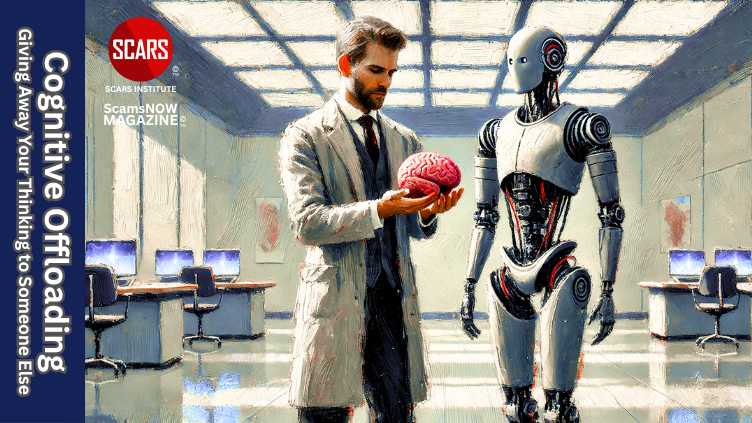 Cognitive Offloading - How You Give Away Your Thinking to Someone Else - 2025 - on SCARS Institute ScamsNOW.com - The Magazine of Scams, Scam Victims, and Scam Psychology