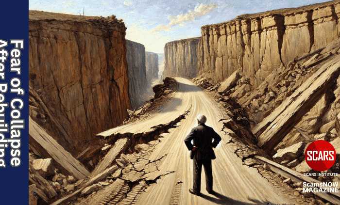 Fear of Collapse After Rebuilding for Scam Victims - 2025 - on SCARS Institute ScamsNOW.com - The Magazine of Scams, Scam Victims, and Scam Psychology