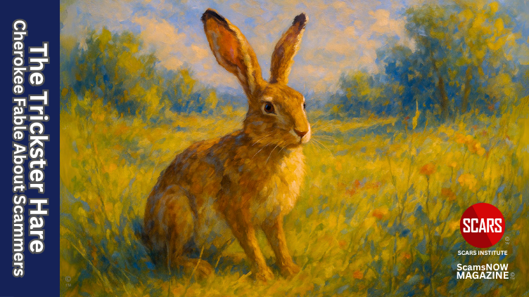 The Trickster Hare - Cherokee Fable About Scammers - 2025 - on SCARS Institute ScamsNOW.com - The Magazine of Scams, Scam Victims, and Scam Psychology