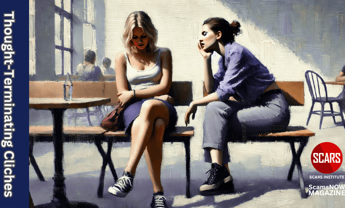 Thought-Terminating Cliches - How What You and Others Say Stops Critical Thinking and Recovery for Scam Victims - 2025 - on SCARS Institute ScamsNOW.com - The Magazine of Scams, Scam Victims, and Scam Psychology
