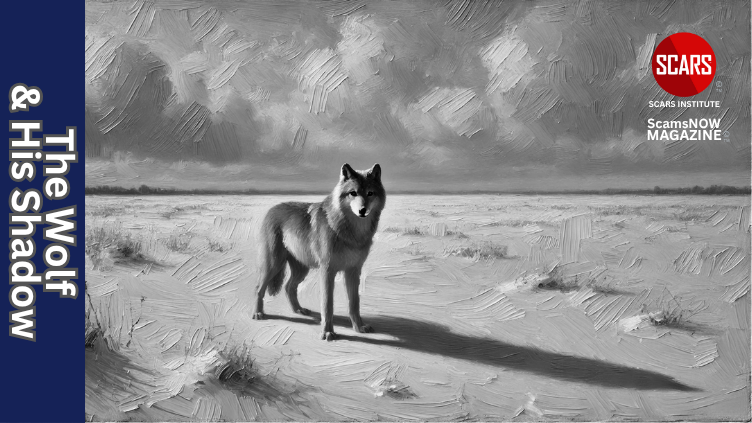 The Wolf and His Shadow - an Aesop's Fable - 2025 - on SCARS Institute ScamsNOW.com - The Magazine of Scams, Scam Victims, and Scam Psychology