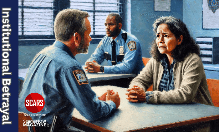 Institutional Betrayal – How Scam Victims are Traumatized Again by the Institutions They Depend On - 2025 - on SCARS Institute ScamsNOW.com - The Magazine of Scams, Scam Victims, and Scam Psychology