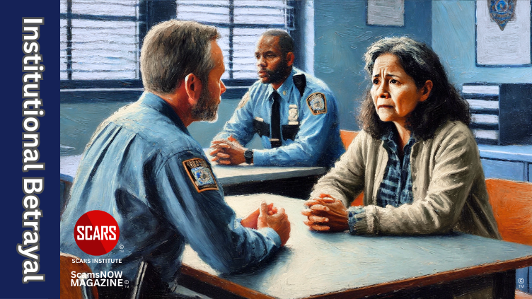Institutional Betrayal – How Scam Victims are Traumatized Again by the Institutions They Depend On - 2025 - on SCARS Institute ScamsNOW.com - The Magazine of Scams, Scam Victims, and Scam Psychology