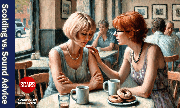 Scolding vs. Sound Advice - How to Tell the Difference - 2025 - on SCARS Institute ScamsNOW.com - The Magazine of Scams, Scam Victims, and Scam Psychology