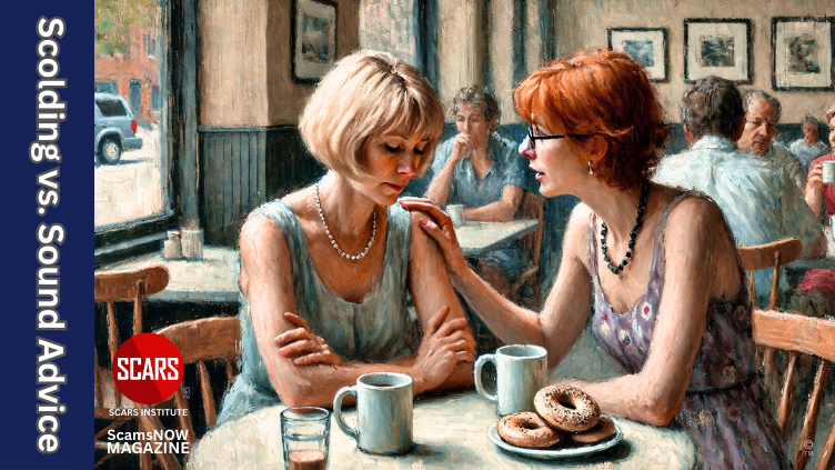 Scolding vs. Sound Advice - How to Tell the Difference - 2025 - on SCARS Institute ScamsNOW.com - The Magazine of Scams, Scam Victims, and Scam Psychology