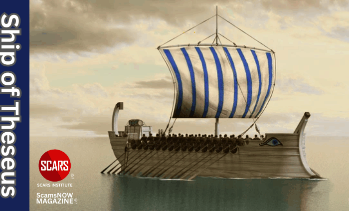 Ship of Theseus - A Reflection on Change - 2025 - on SCARS Institute ScamsNOW.com - The Magazine of Scams, Scam Victims, and Scam Psychology