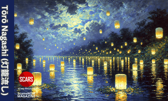 Tōrō Nagashi (灯籠流し) - A Monthly Lantern Ritual For Scam Victims - 2025 - on SCARS Institute ScamsNOW.com - The Magazine of Scams, Scam Victims, and Scam Psychology