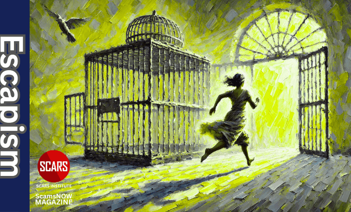Escapism, Reality Shifting, and Denial - Escaping the Pain - 2025 - on SCARS Institute ScamsNOW.com - The Magazine of Scams, Scam Victims, and Scam Psychology