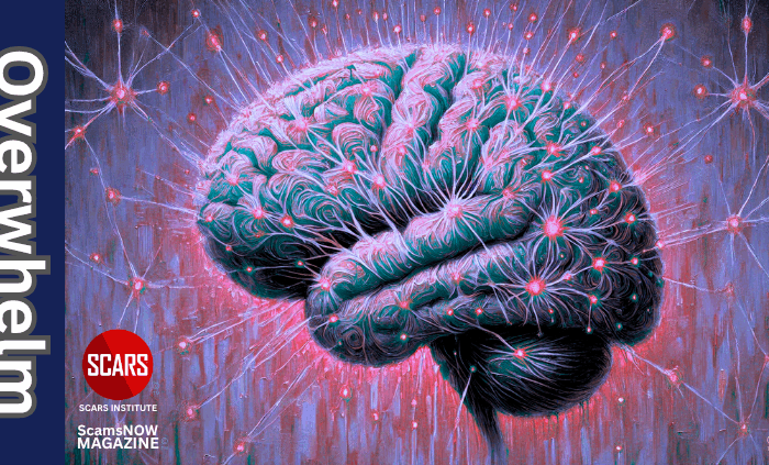 Overwhelm - When Your Mind Feels Like a Ton of Brick Just Fell On It - 2025 - on SCARS Institute ScamsNOW.com - The Magazine of Scams, Scam Victims, and Scam Psychology