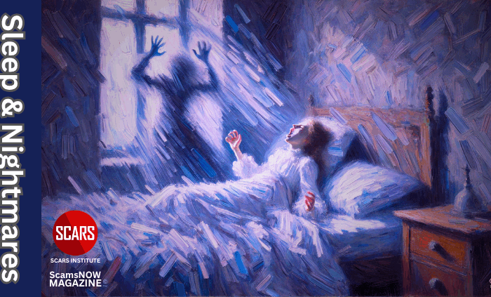 For Family & Friends of Scam Victims: Unintentional Toxic Comments to Avoid - 2024 10 Sleep Nightmares and the Traumatized Scam Victim - 2025 - on SCARS Institute ScamsNOW.com - The Magazine of Scams, Scam Victims, and Scam Psychology