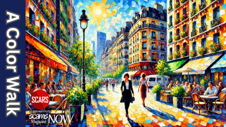 A Color Walk - A Mindfulness Exercise for Recovery - 2025 - on SCARS Institute ScamsNOW.com - The Magazine of Scams, Scam Victims, and Scam Psychology
