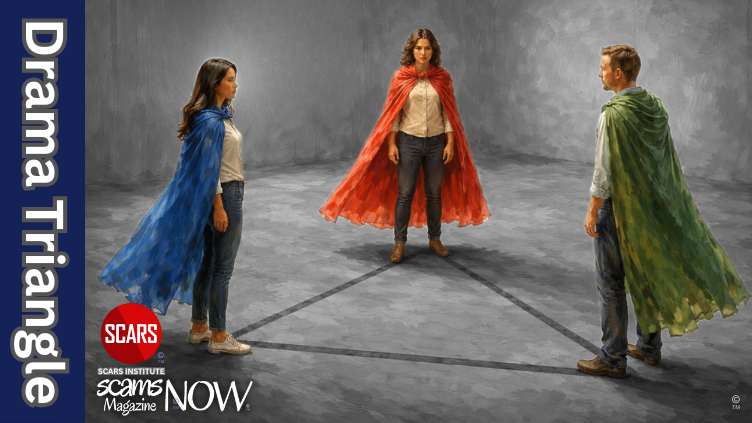 The Karpman Drama Triangle and Scam Victims - 2026 - on SCARS Institute ScamsNOW.com - The Magazine of Scams, Scam Victims, and Scam Psychology