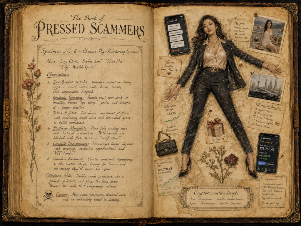 The Book of Pressed Scammers - Whimsy/Humor - 2026 5 Book of Pressed Scammers - A Curious Field Guide to Flattened Fraudsters and Other Peculiar Villains